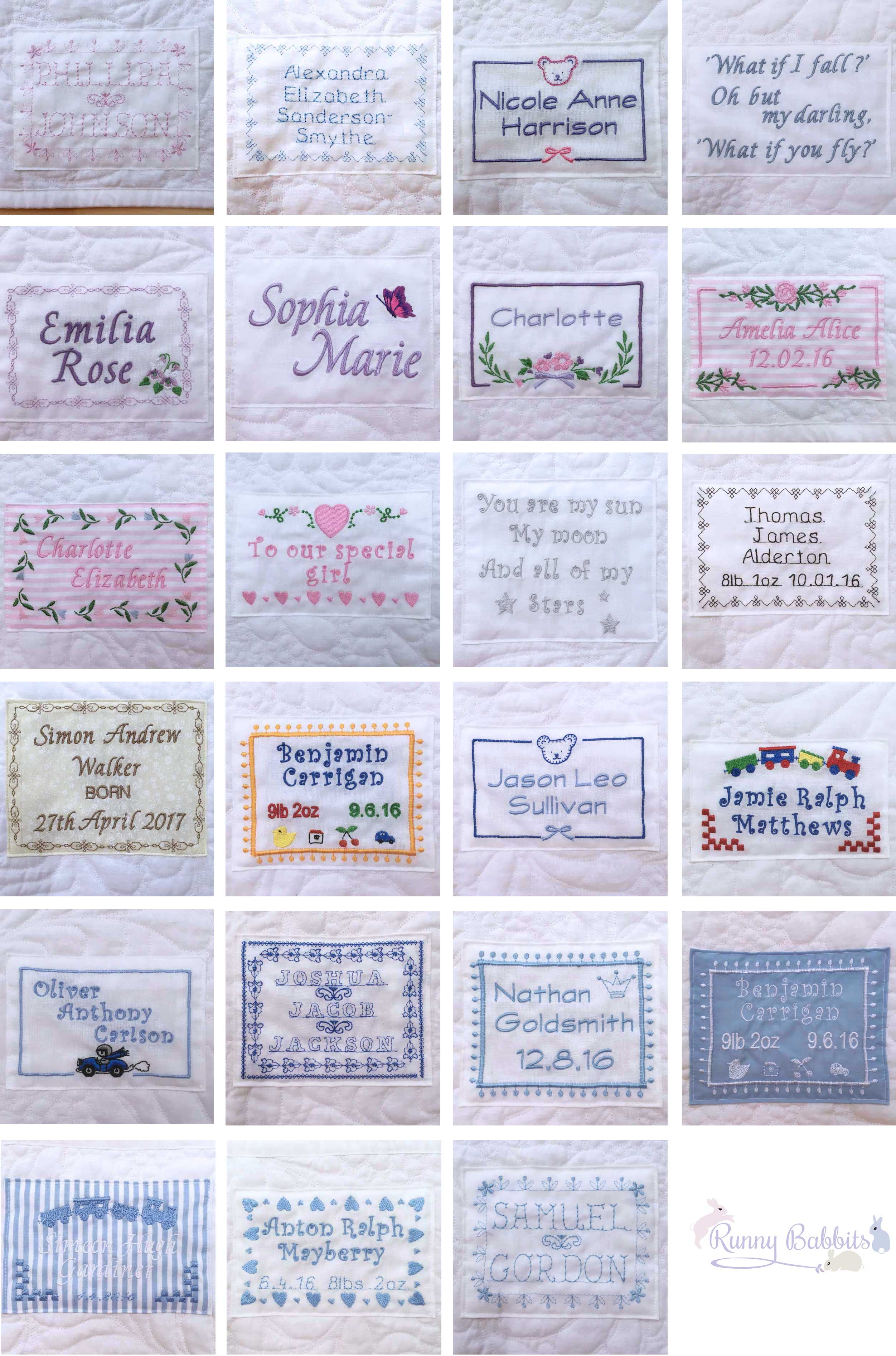 Runny Babbits personalised label options