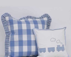 Big-Check-and-Frill-Large-Cushion-and-My Little Train-small-Cushions-together-BC00005.BC00006