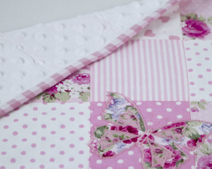 Flutterby-Butterfly-Candy-Pink-Patchwork-blanket-showing-reverse