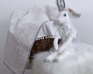 Happy Days Quilt in white with Crystal Arctic Rabbit