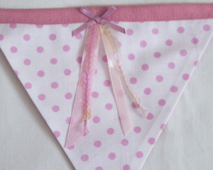 Ribbons and sequins bunting in pink