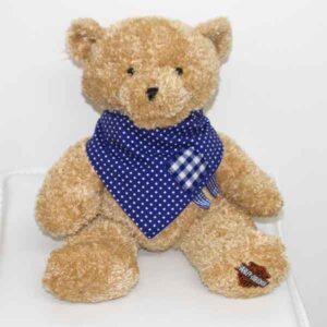 Blue-Polka-dot-full-bandana-bib-with-gingham-patches-BB031