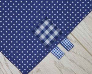 Blue-polka-dot-full-bandana-bib-blue-gingham-patch-detail-BB031