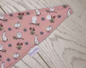 Peach-rabbits-and-owls-full-bandana-bib-pink-patch-corner-BB021