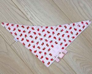Pink-floral-full-bandana-bib-stripe-patch-front-BB002