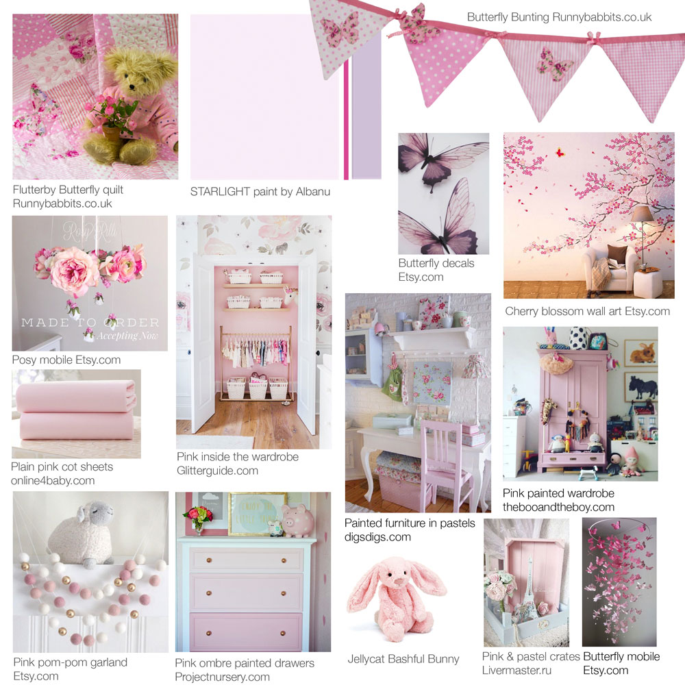 Pretty Pink Nursery Scheme with Flutterby Butterfly quilt