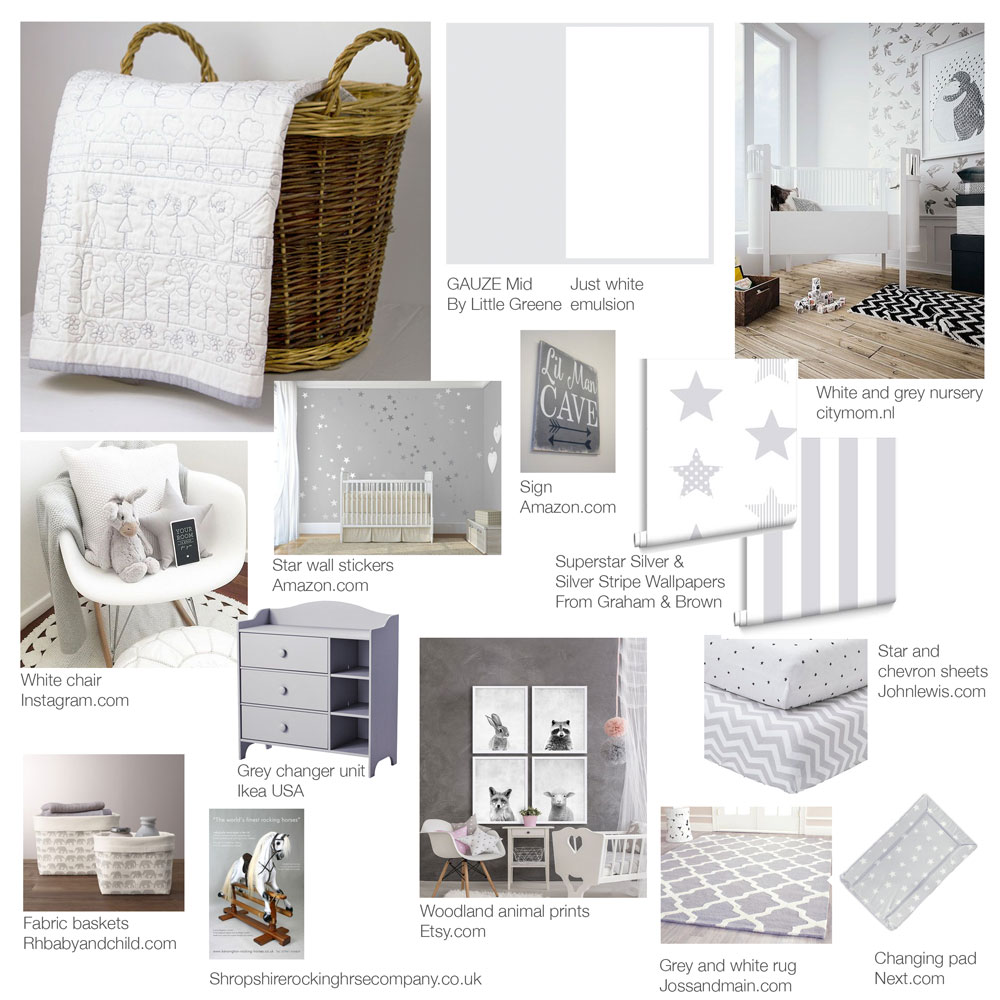 Happy Days white and grey gender neutral nursery scheme