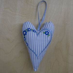 Floral heart embroidered hanging heart