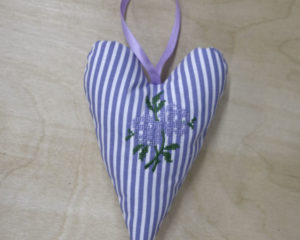 Lilac Rose cross-stitch heart front
