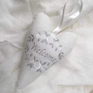 White Welcome heart