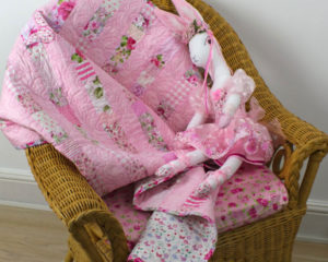 Butterfly Stripe Quilt with Pea Blossom Angora Heirloom Rabbit