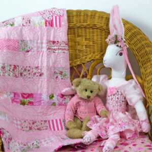 Butterfly Stripe Quilt with Pea Blossom Angora Heirloom Rabbit