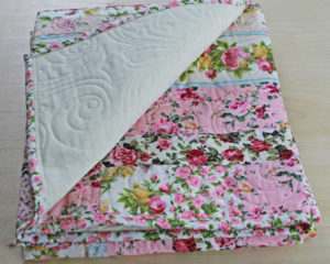 Vintage & Rose Butterfly Quilt showing reverse