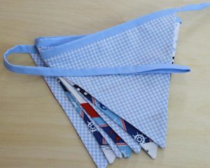 Sky blue nautical bunting set 3 showing reverse