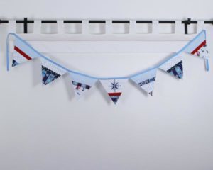 Sky blue nautical bunting set 3 hanging