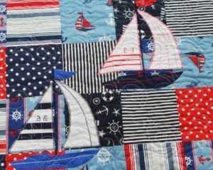 Gone-Sailing quilt-navy theme close-up detail