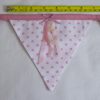 Ribbons and sequins bunting in pink flag length