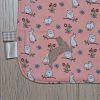 BB010 Peach Rabbits and Owls traditional bib motif and ribbon detail