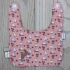 BB010 Peach Rabbits and Owls traditional bib front