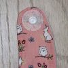 BB010 Peach Rabbits and Owls traditional bib motif and reinforced popper