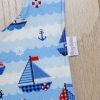 BB016 Blue Sailing traditional bib label detail