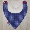 BB007 Navy polka dot trim bandana bib front