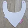 BB005 Pink polka dot trim bandana bib back