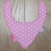 BB005 Pink polka dot trim bandana bib front