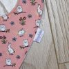BB009 Peach Rabbits and Owls trim-bandana bib label detail