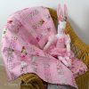 Butterfly Stripe Quilt with Pea Blossom Angora Heirloom Rabbit