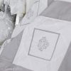 Emblem White and Silver-grey patchwork blanket