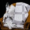 Emblem White and Silver-grey patchwork blanket